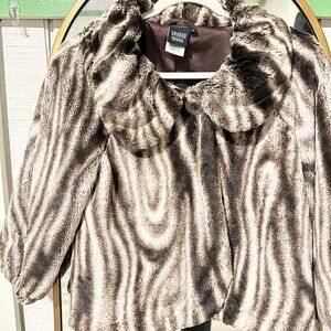 Sharon Young Zebra Print Teddy Jacket - Brown and Cream